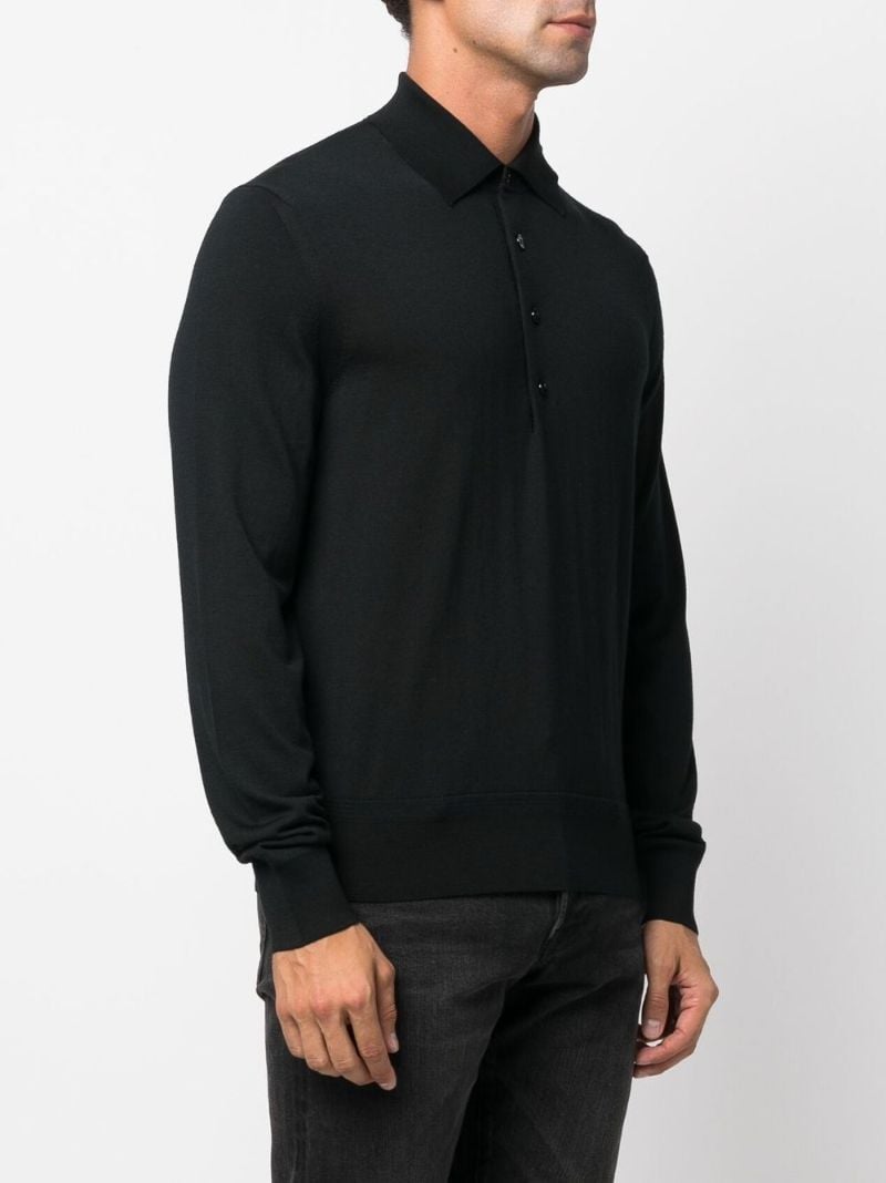 Black Wool Polo Shirt