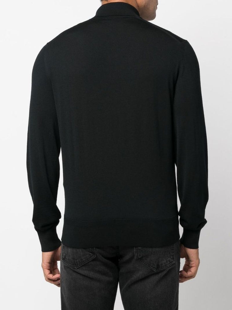 Black Wool Polo Shirt