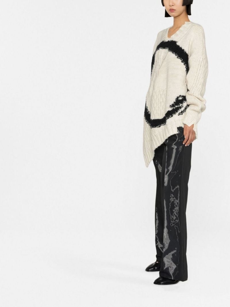 Neutral Asymmetric Distressed Sweater
