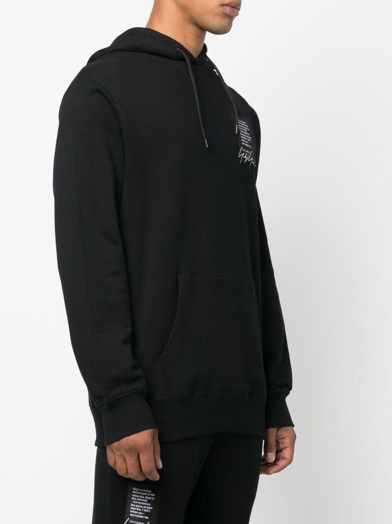 Black Quote Patch Cotton Hoodie