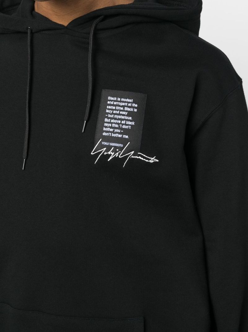 Black Quote Patch Cotton Hoodie
