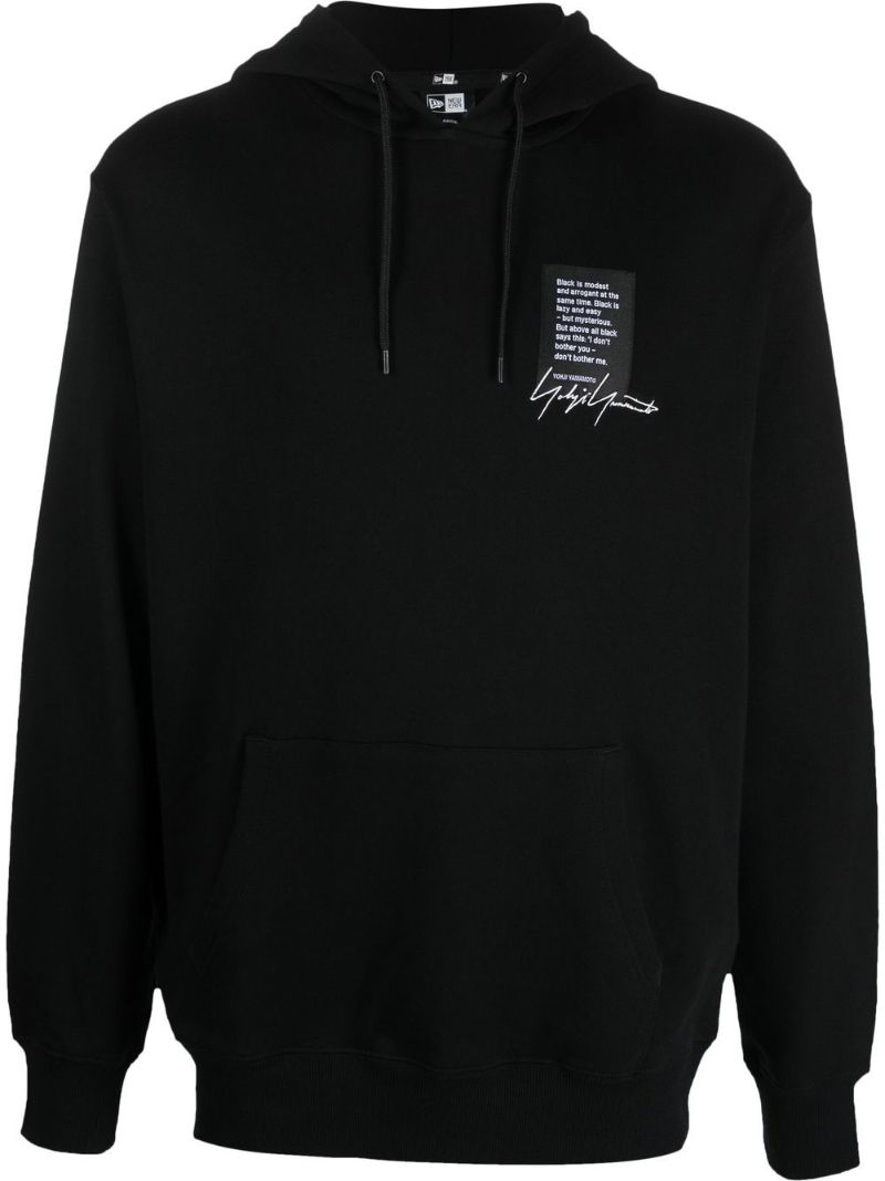 Black Quote Patch Cotton Hoodie
