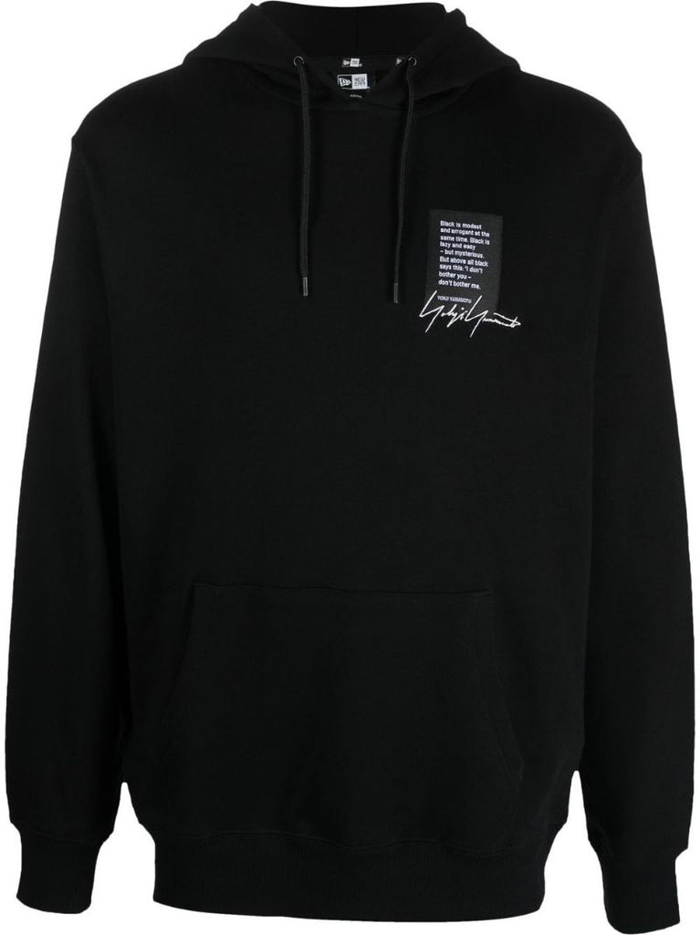 Black Quote Patch Cotton Hoodie