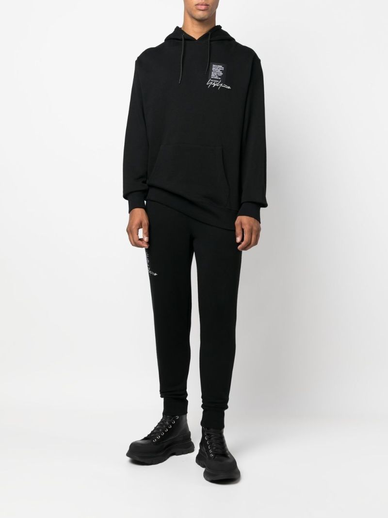 Black Quote Patch Cotton Hoodie