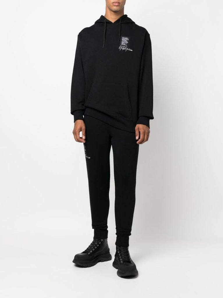 Black Quote Patch Cotton Hoodie