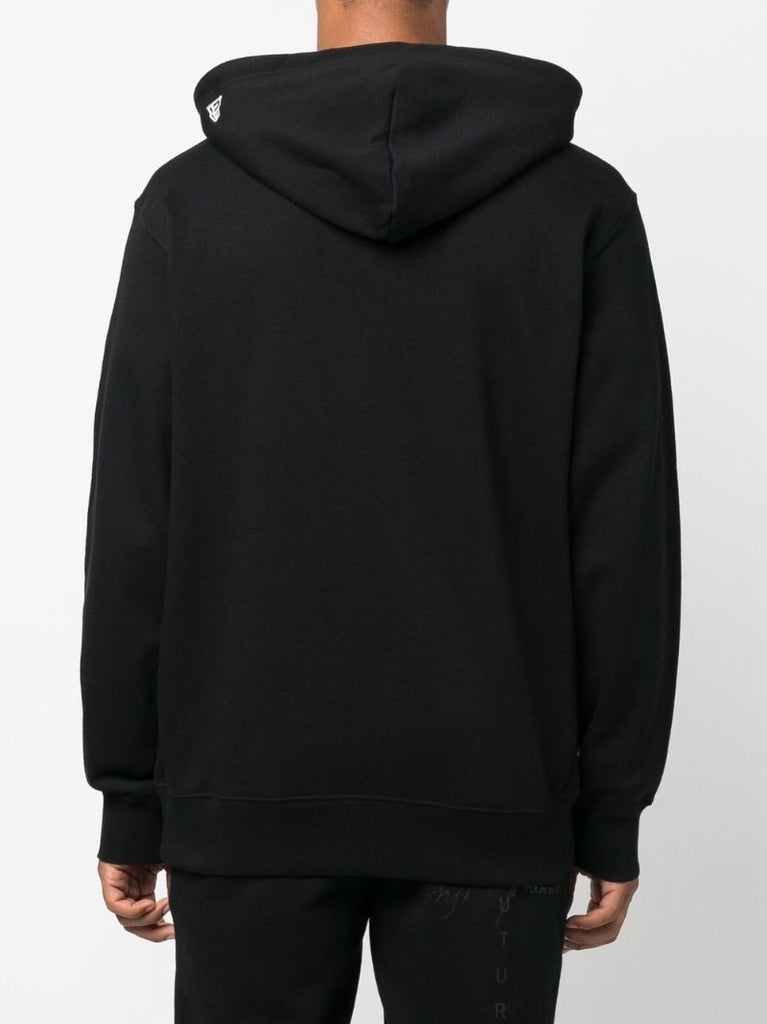Black Quote Patch Cotton Hoodie