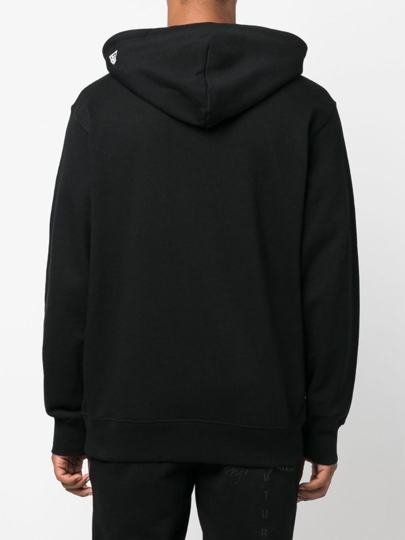 Black Quote Patch Cotton Hoodie