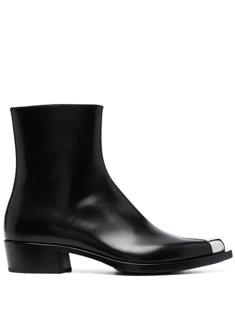Black Punk Leather Ankle Boots