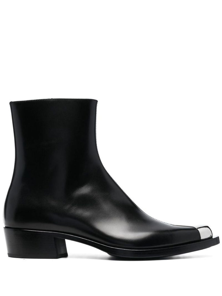 Black Punk Leather Ankle Boots
