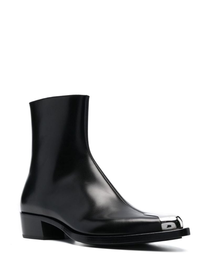 Black Punk Leather Ankle Boots