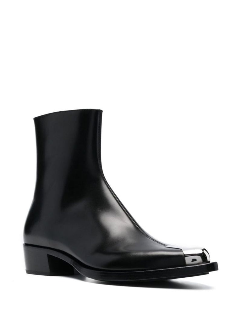 Black Punk Leather Ankle Boots