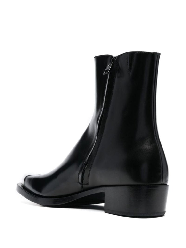 Black Punk Leather Ankle Boots
