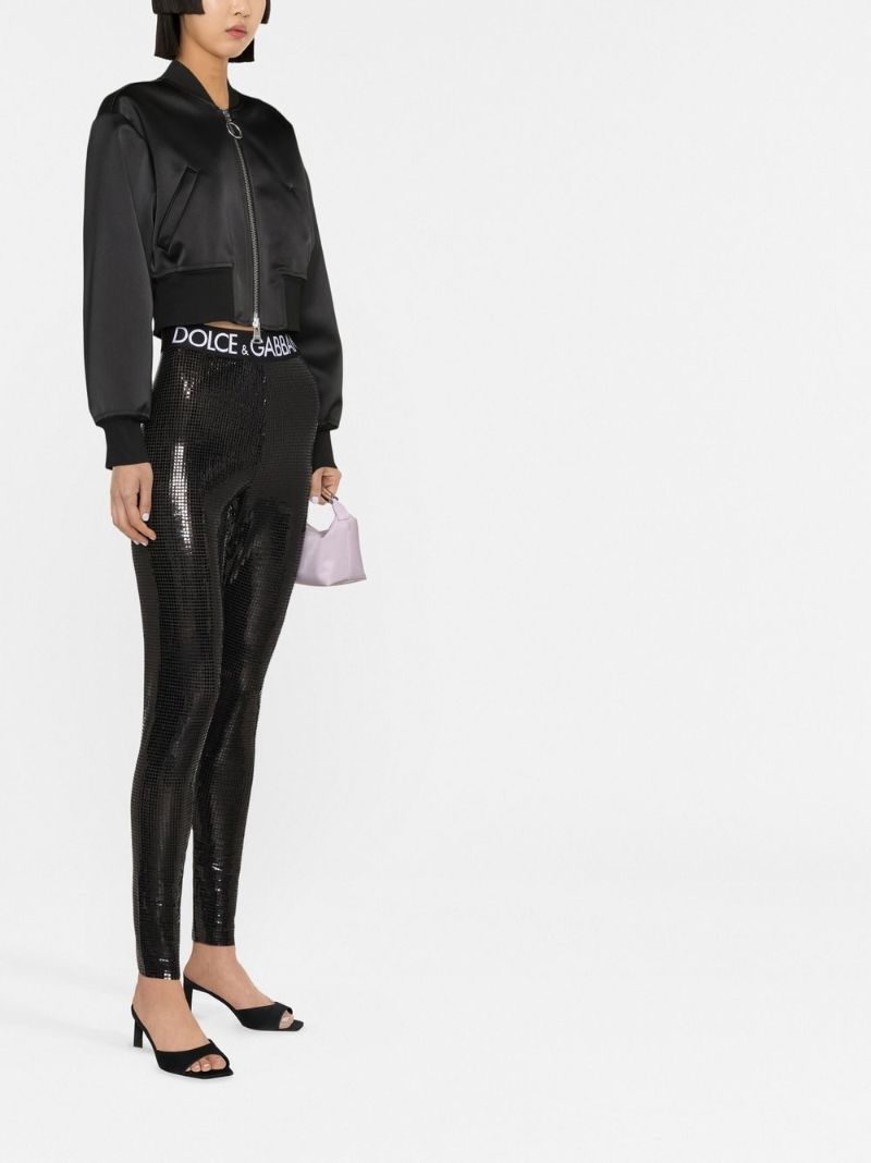 Black Dg Logo Sequin-embellished Leggings