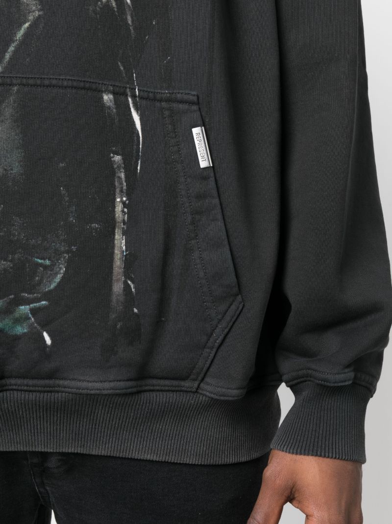 Black Tambourine Print Hoodie