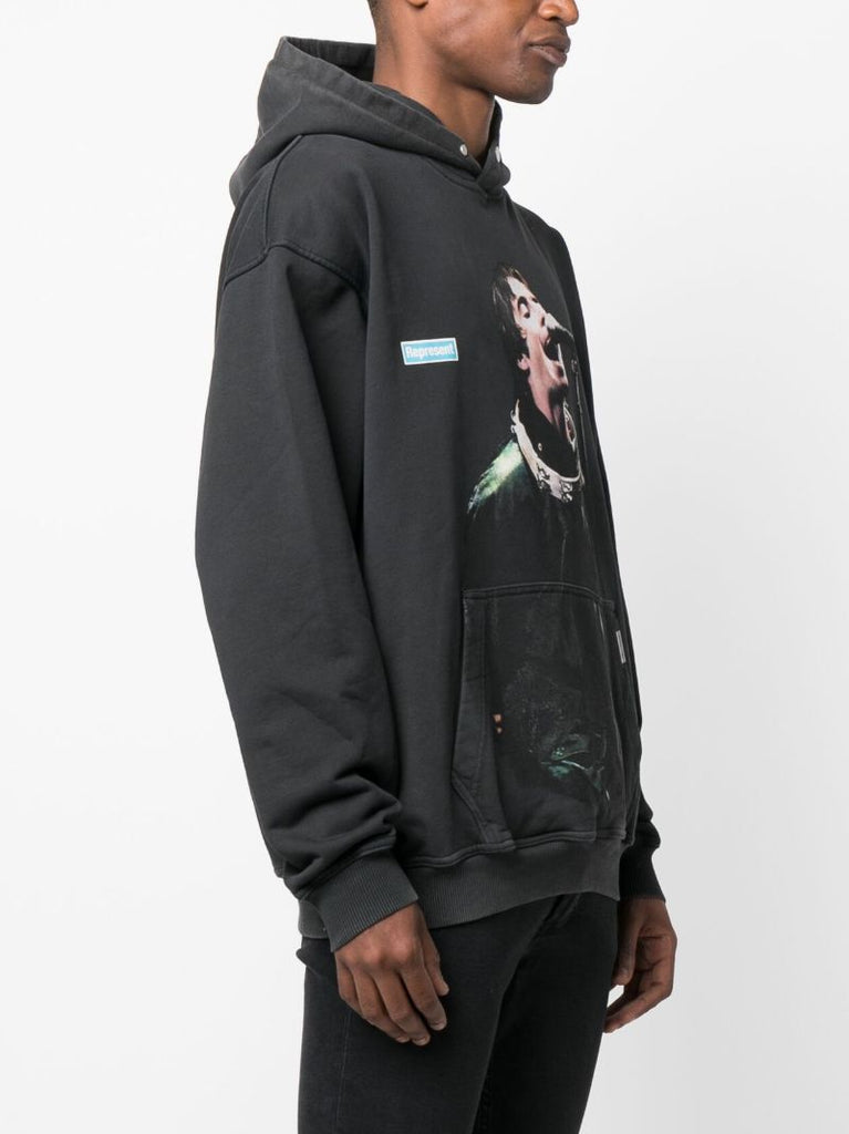 Black Tambourine Print Hoodie