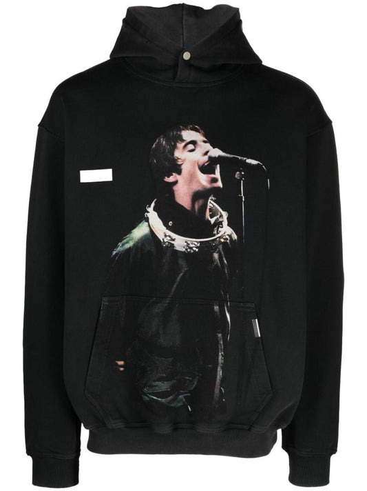 Black Tambourine Print Hoodie