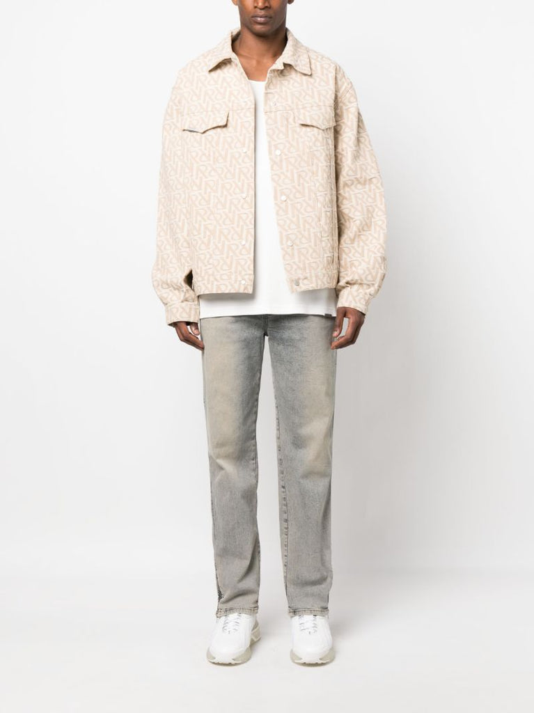 Beige Initial Denim Jacket
