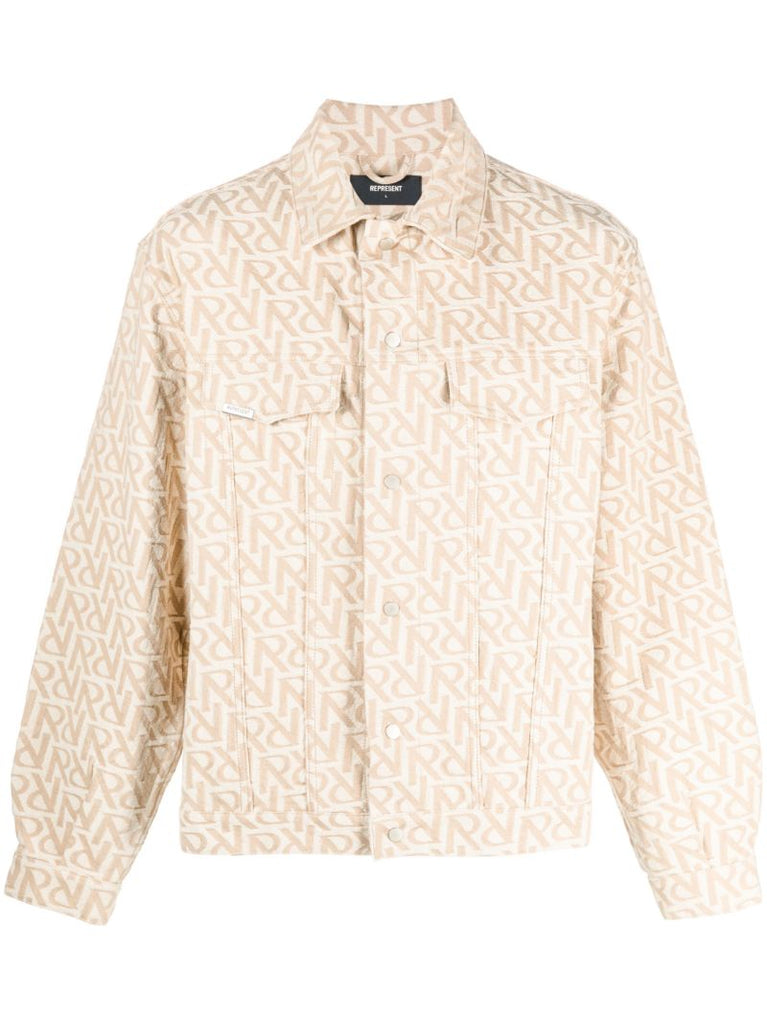 Beige Initial Denim Jacket