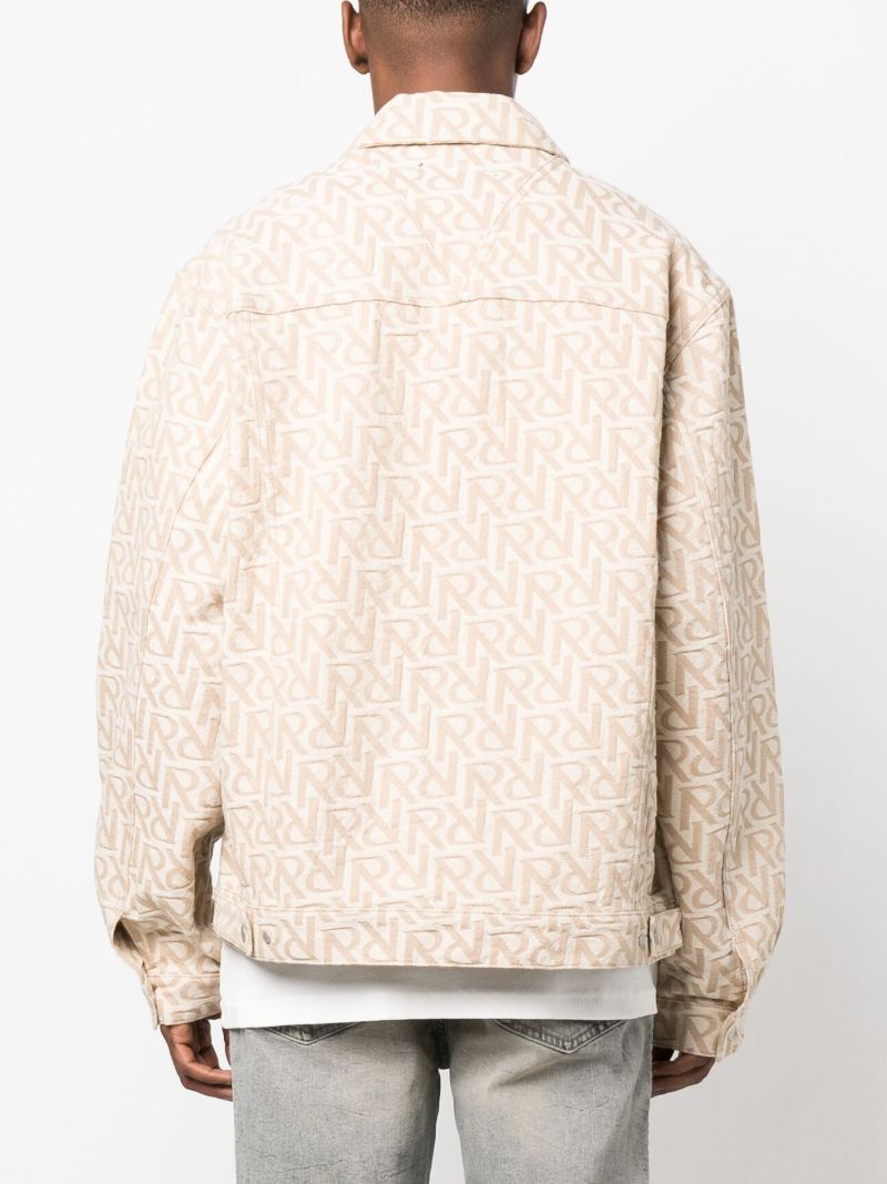 Beige Initial Denim Jacket