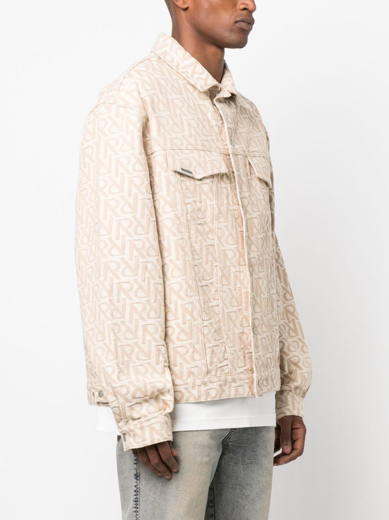 Beige Initial Denim Jacket