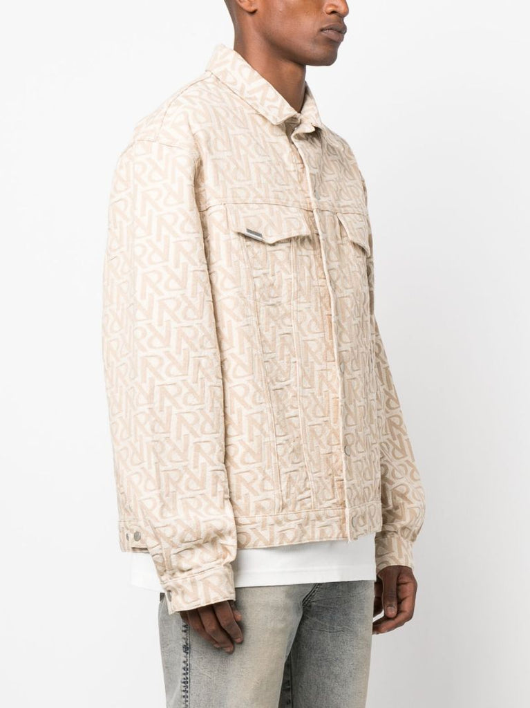 Beige Initial Denim Jacket