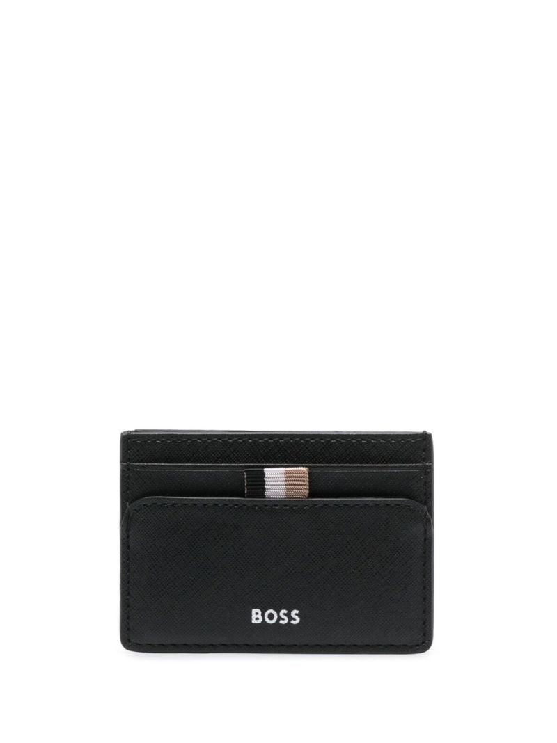 Black Logo Leather Card Holder