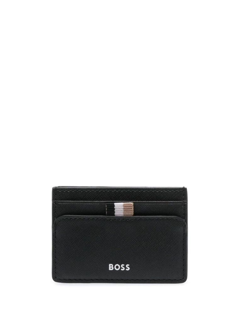 Black Logo Leather Card Holder