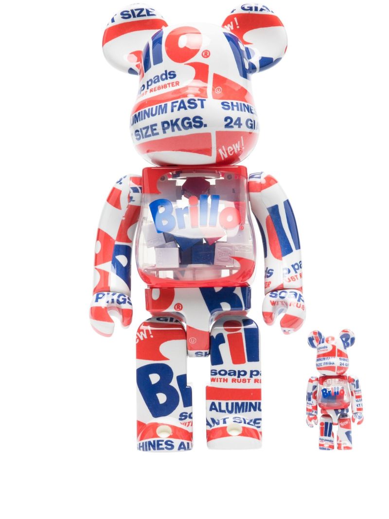 Blue Be@rbrick Andy Warhol Brillo 100% and 400% Set