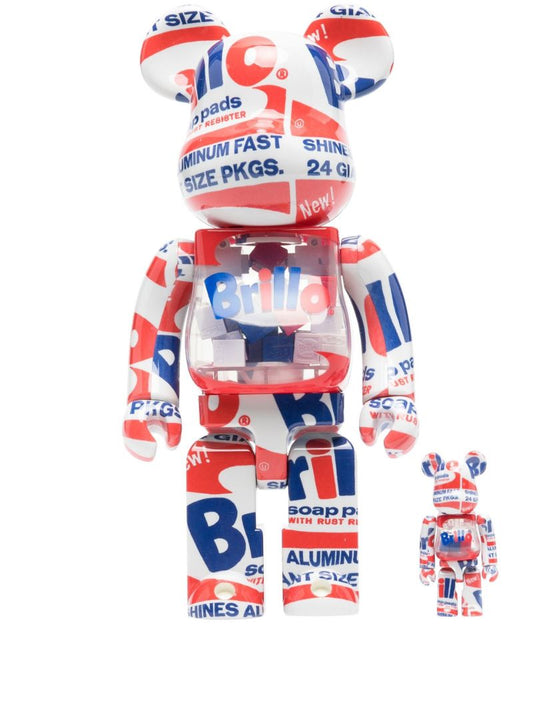 Blue Be@rbrick Andy Warhol Brillo 100% and 400% Set