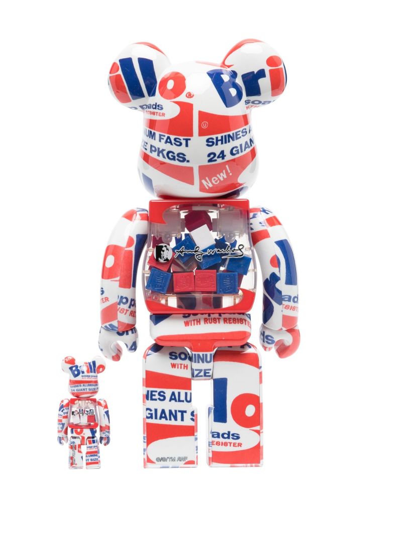 Blue Be@rbrick Andy Warhol Brillo 100% and 400% Set