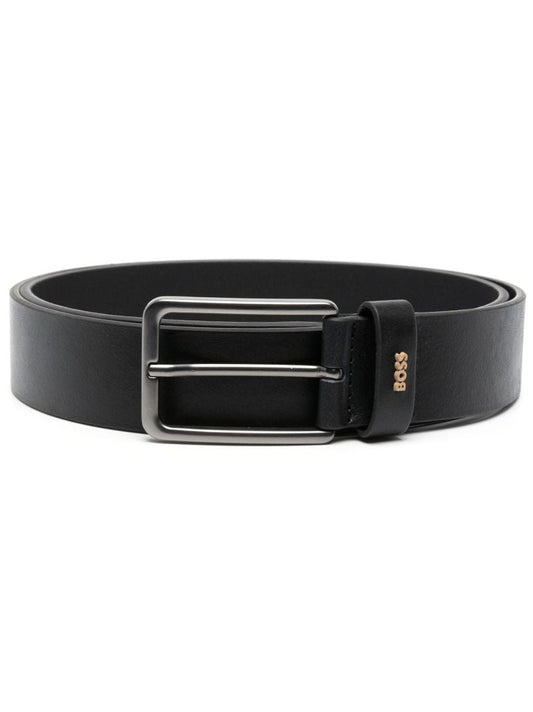 Black Callis Logo Buckle Leather Belt