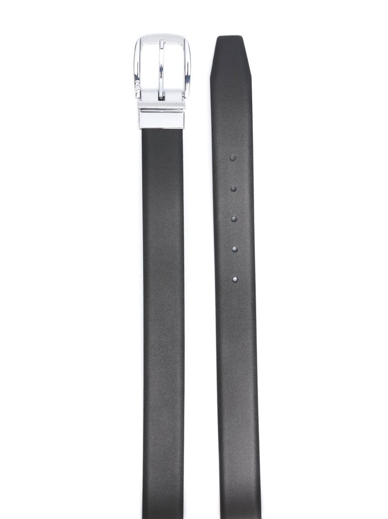Black Buckle Detail Leather Belt