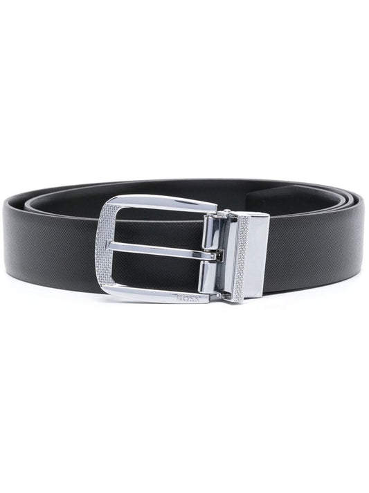 Black Buckle Detail Leather Belt