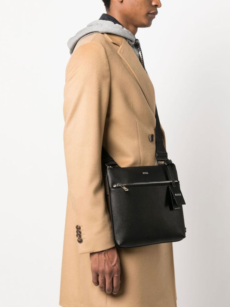 Black Leather Zair Messenger Bag