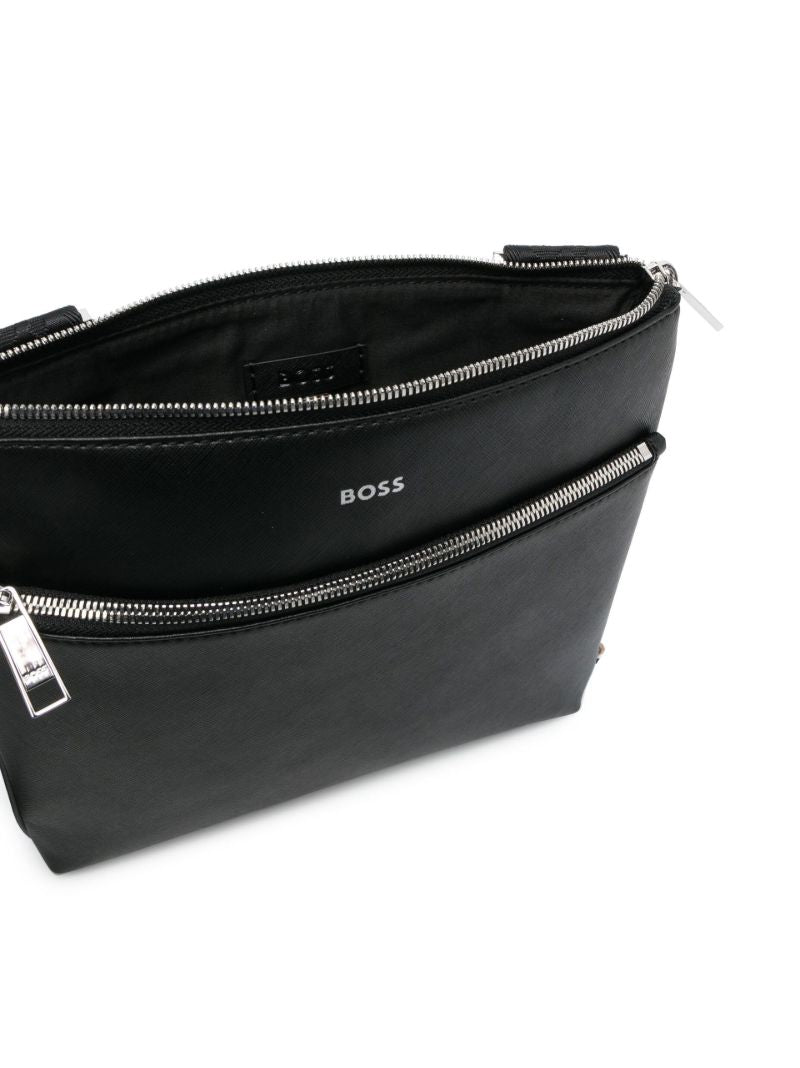 Black Leather Zair Messenger Bag