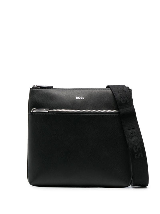 Black Leather Zair Messenger Bag