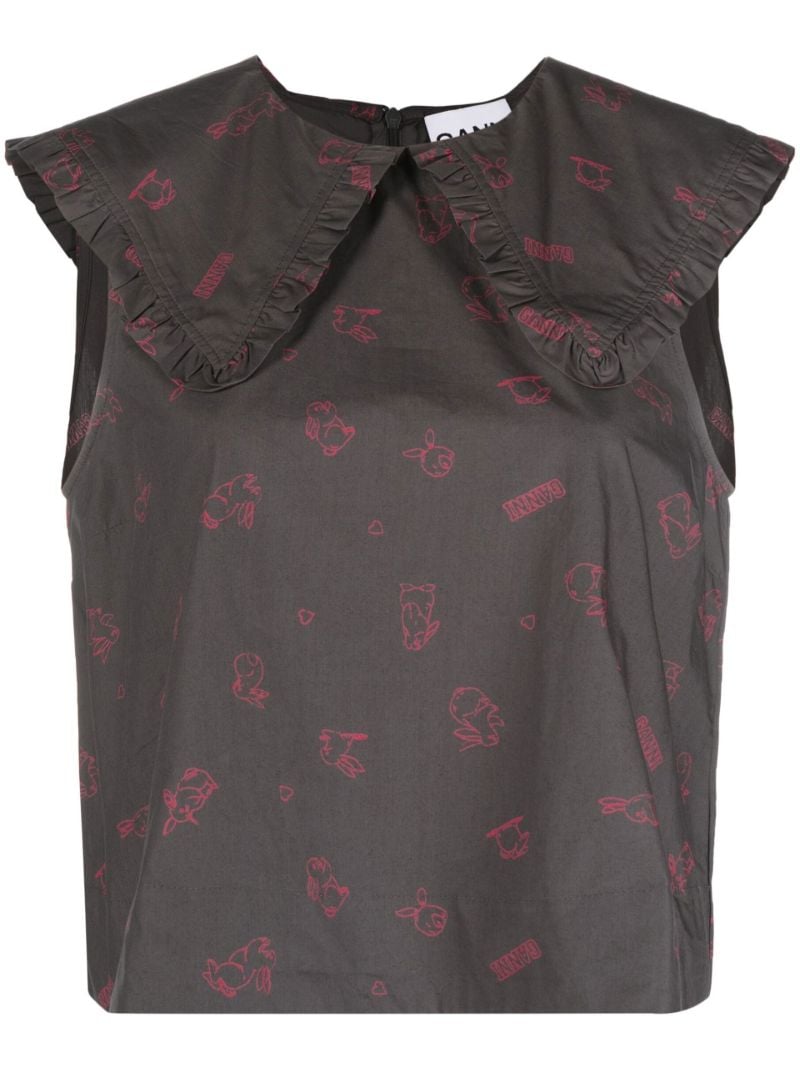Gyre Bunny Print Sleeveless Blouse