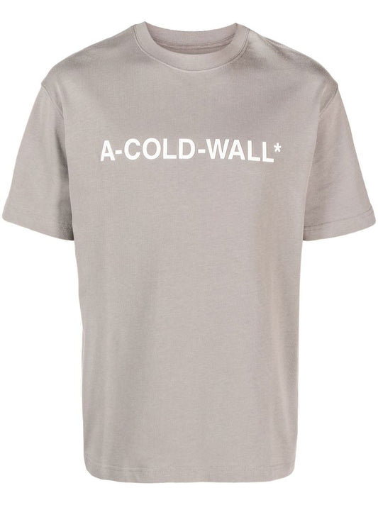 Grey Logo Print Cotton T-shirt