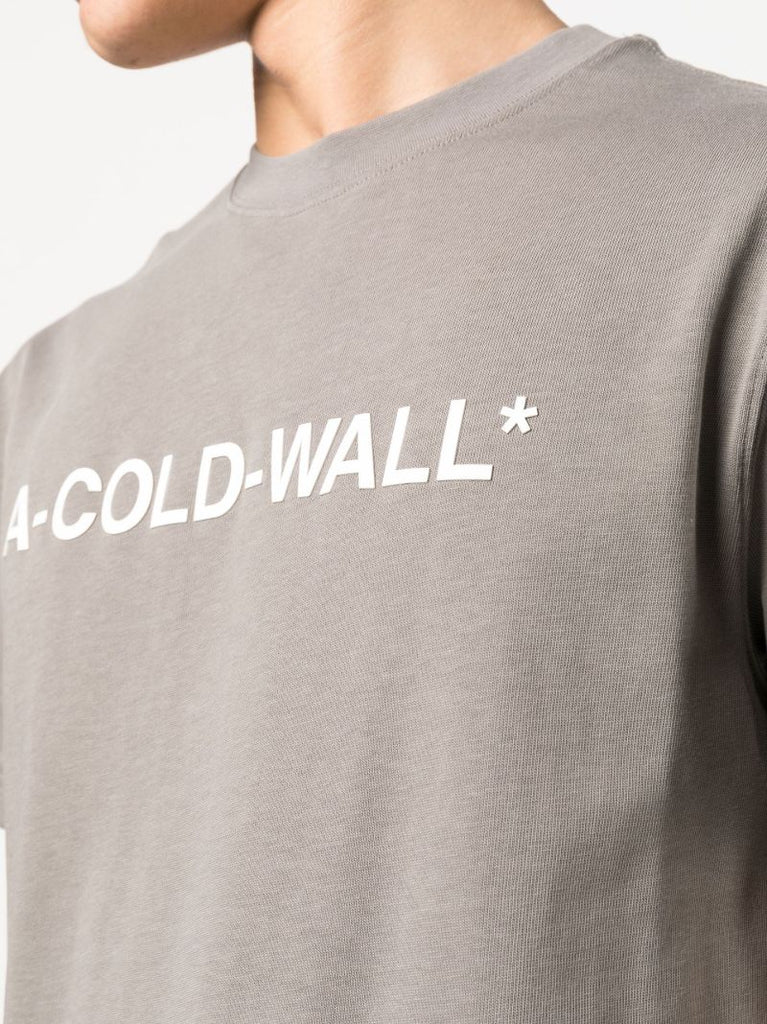 Grey Logo Print Cotton T-shirt