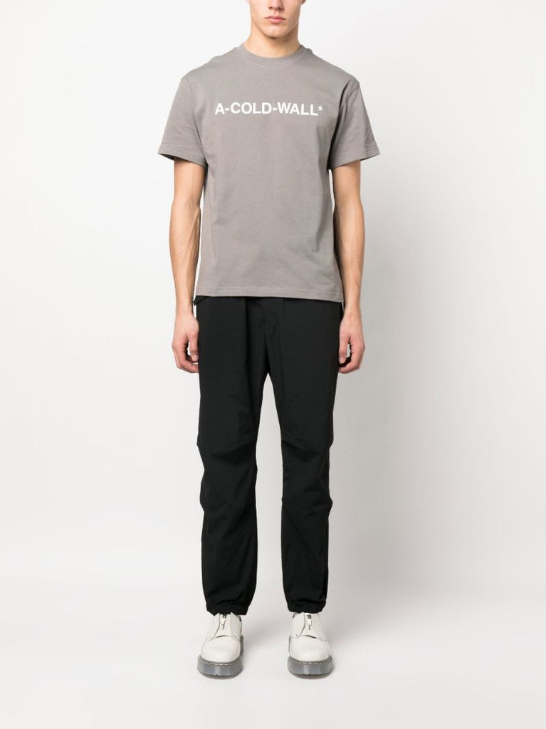 Grey Logo Print Cotton T-shirt