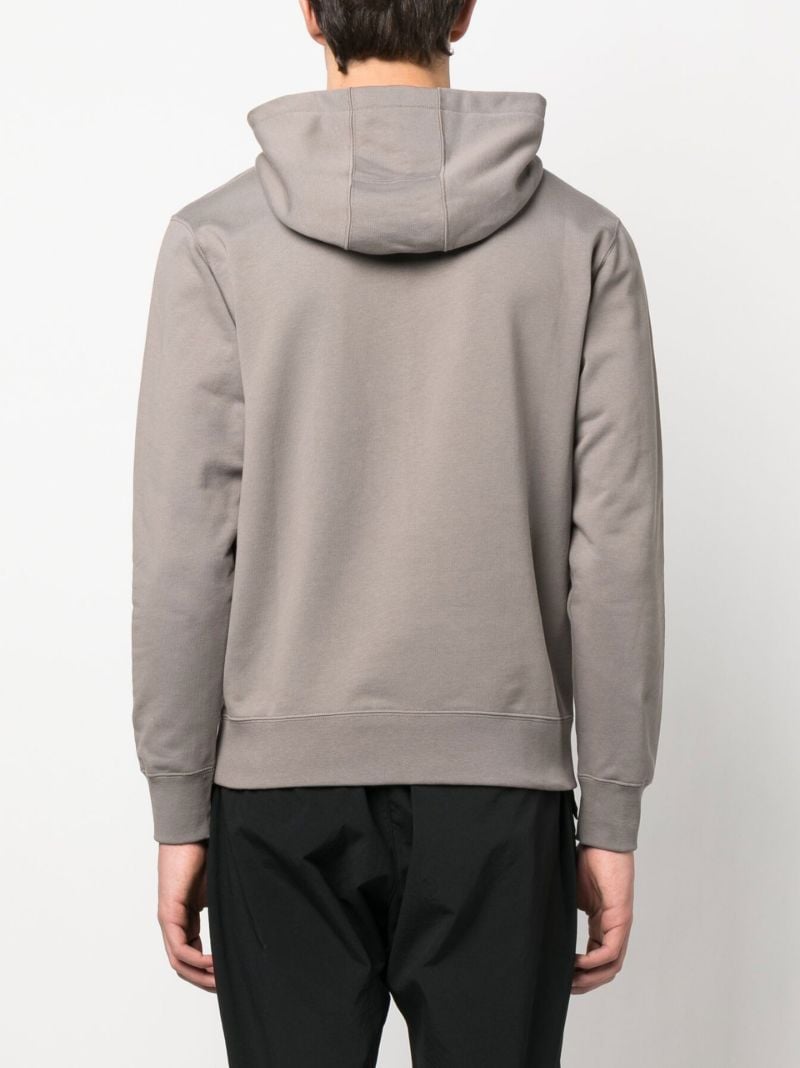 Grey Logo Print Cotton Hoodie