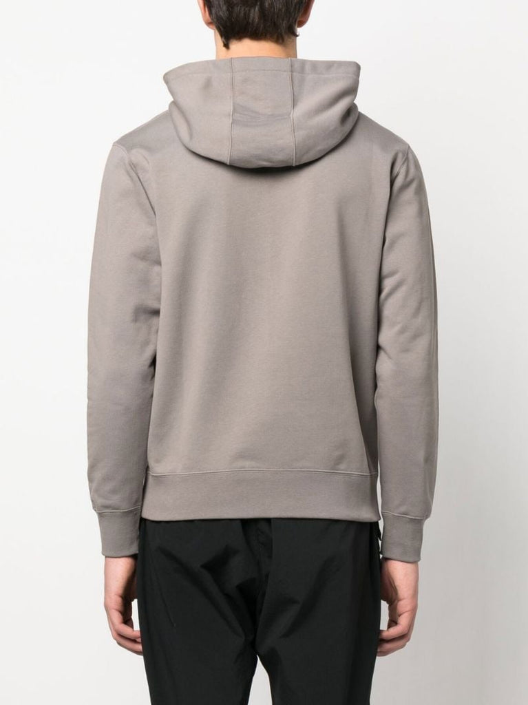 Grey Logo Print Cotton Hoodie