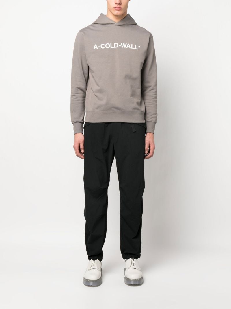 Grey Logo Print Cotton Hoodie