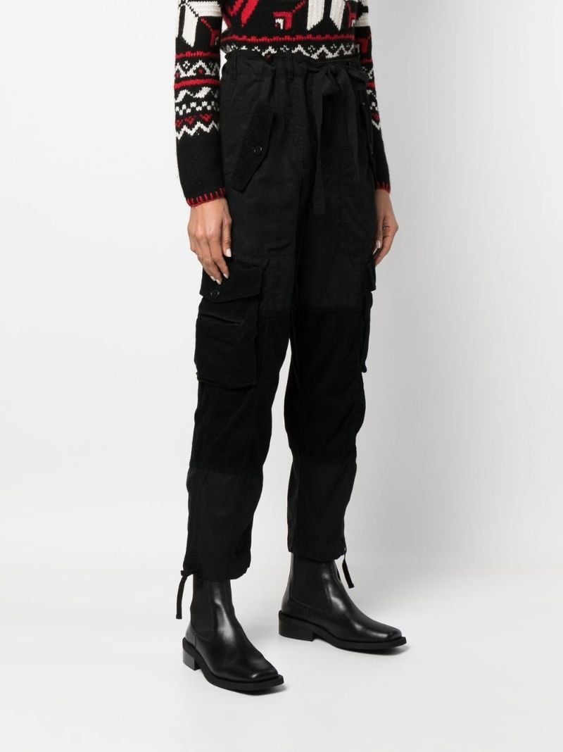 Black Cropped Leg Cargo Trousers