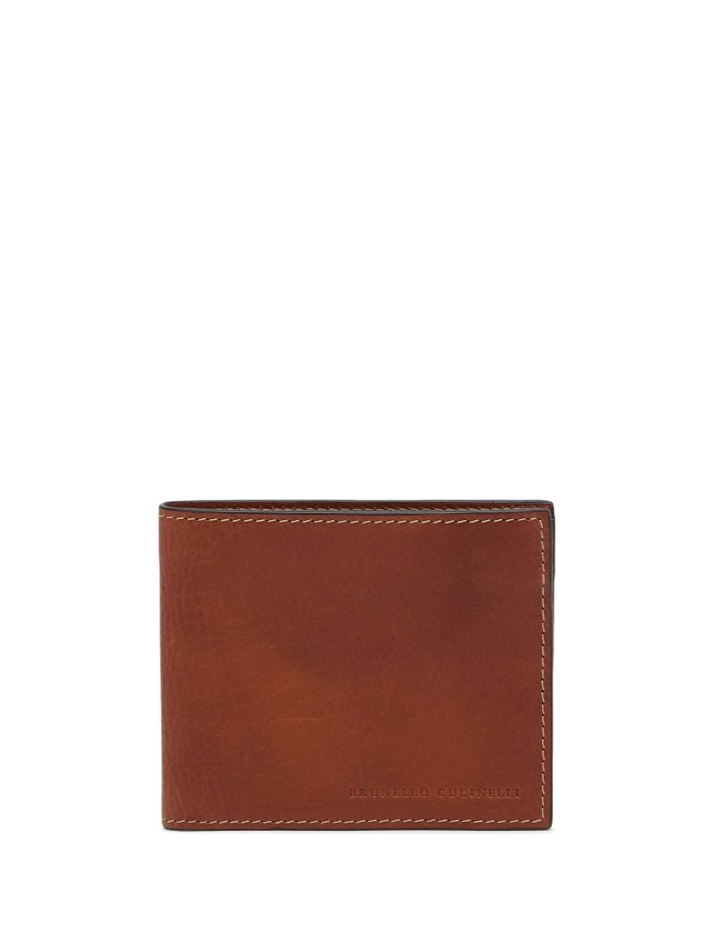 Brown Logo Leather Bifold Wallet