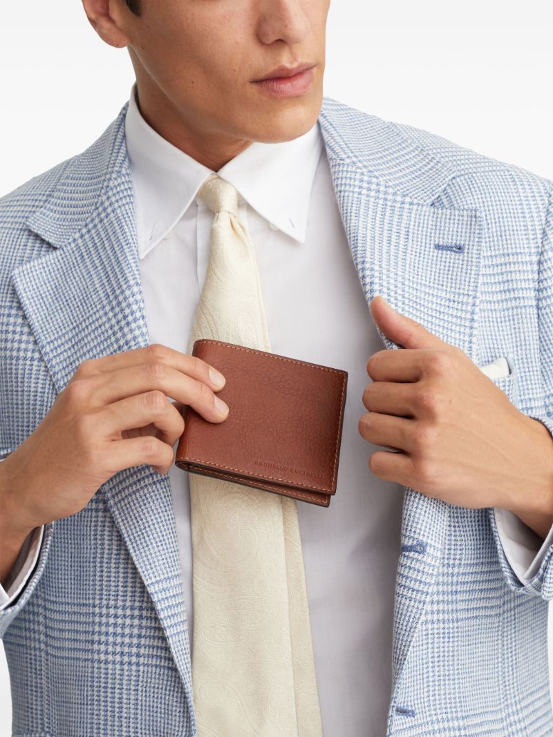Brown Logo Leather Bifold Wallet