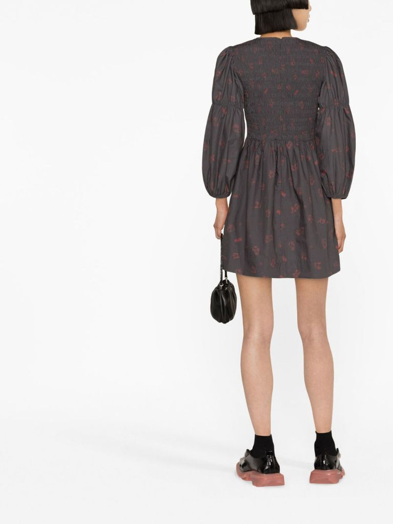 Grey Bunny Print Mini Dress