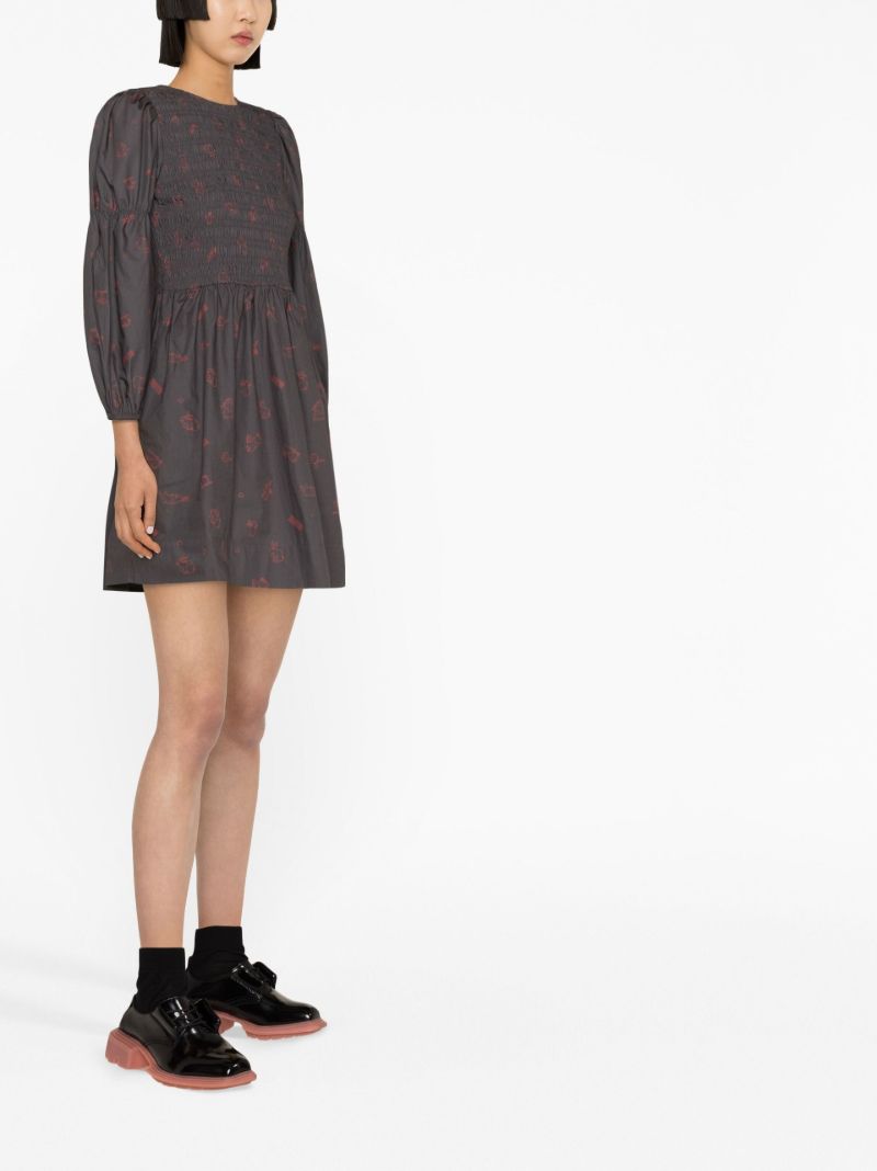 Grey Bunny Print Mini Dress