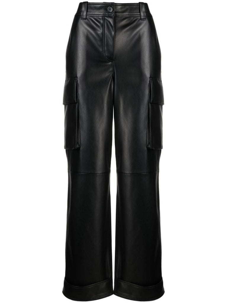 Black Asha Faux Leather Trousers