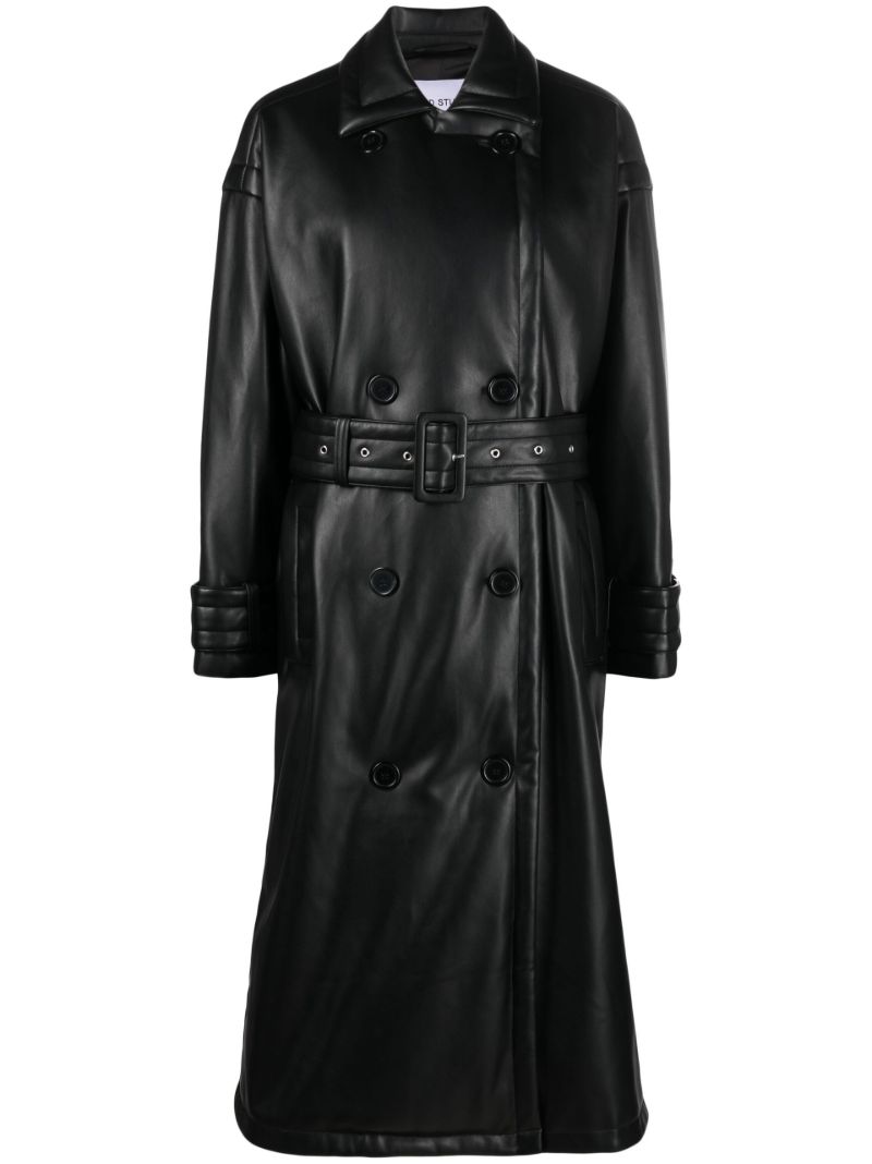 Black Emily Faux-leather Trench Coat